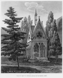 Tumba de Heloise y Abelard, Museo de Monumentos Franceses, ilustración de 